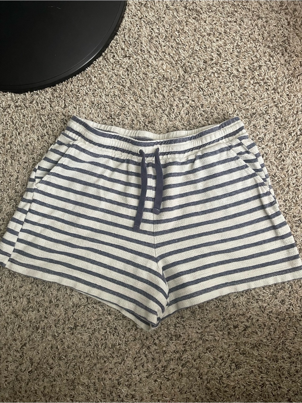 Old Navy Navy & White Striped Knit Drawstring Shorts
